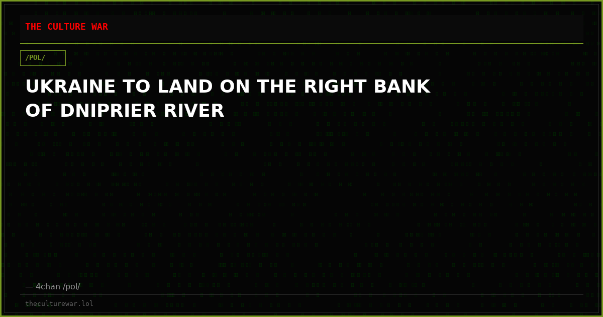 UKRAINE TO LAND ON THE RIGHT BANK OF DNIPRIER RIVER