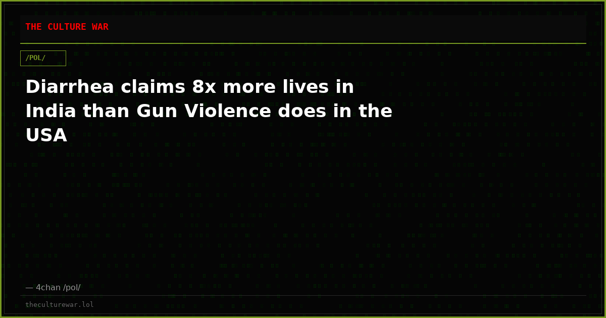 Diarrhea claims 8x more lives in India than Gun Violence does in the USA