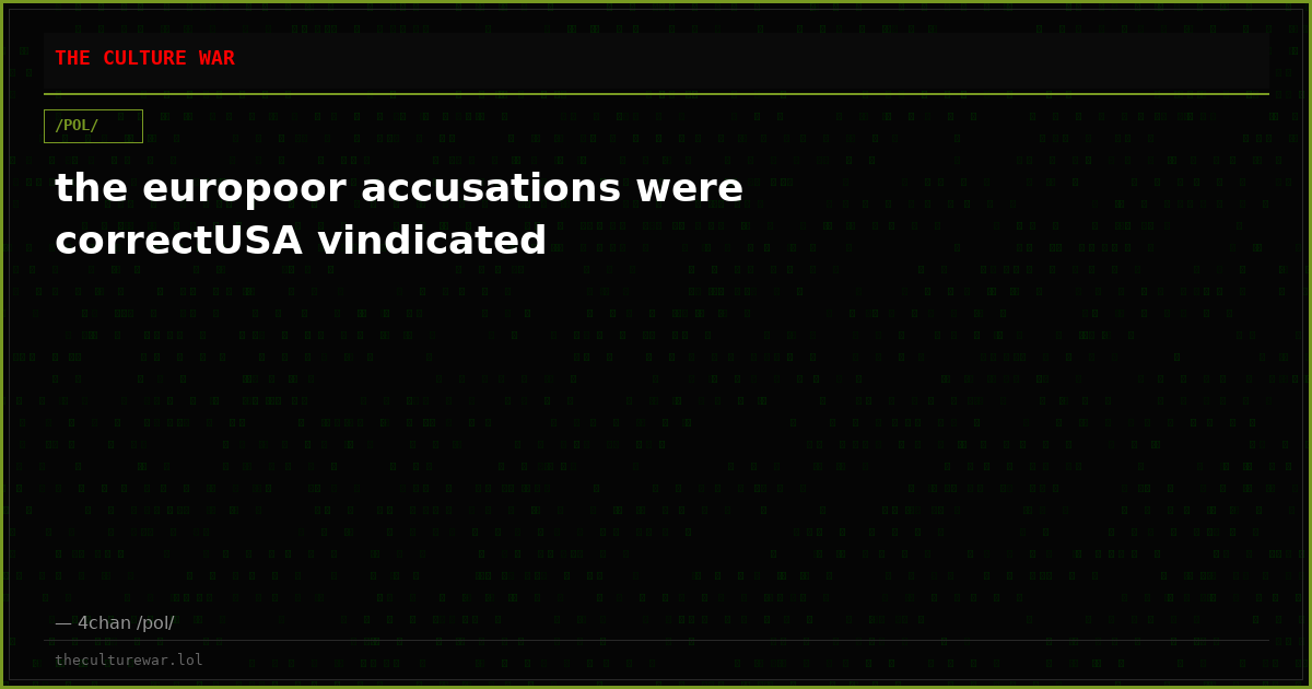 the europoor accusations were correctUSA vindicated