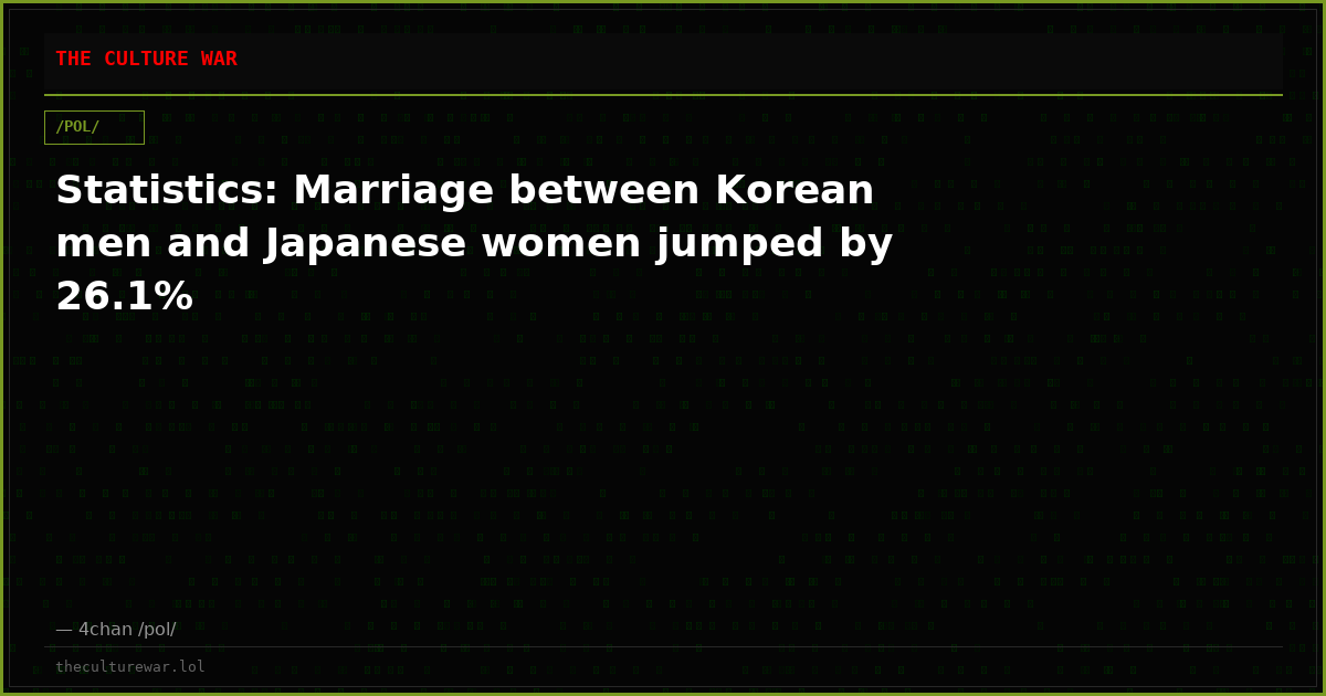 Statistics: Marriage between Korean men and Japanese women jumped by 26.1%