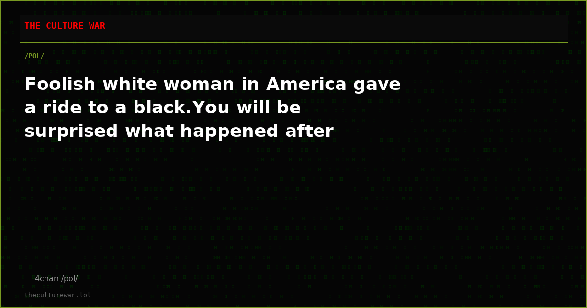 Foolish white woman in America gave a ride to a black.You will be surprised what happened after