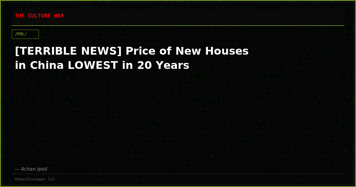[TERRIBLE NEWS] Price of New Houses in China LOWEST in 20 Years