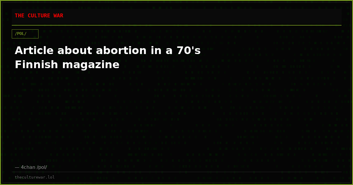 Article about abortion in a 70's Finnish magazine