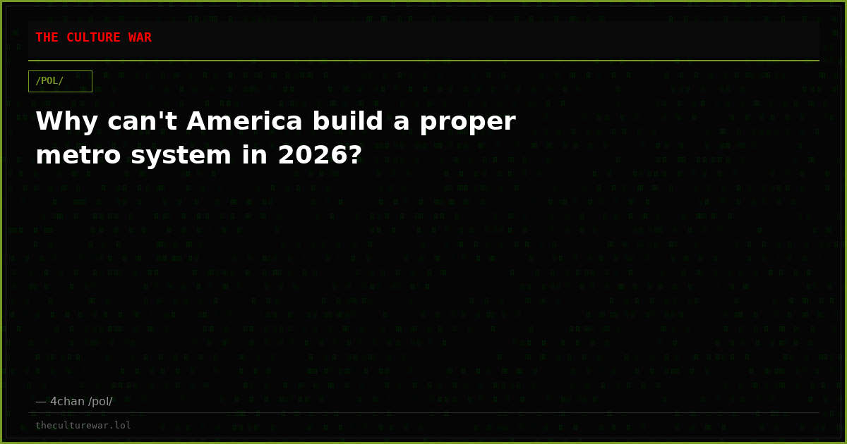 Why can't America build a proper metro system in 2026?
