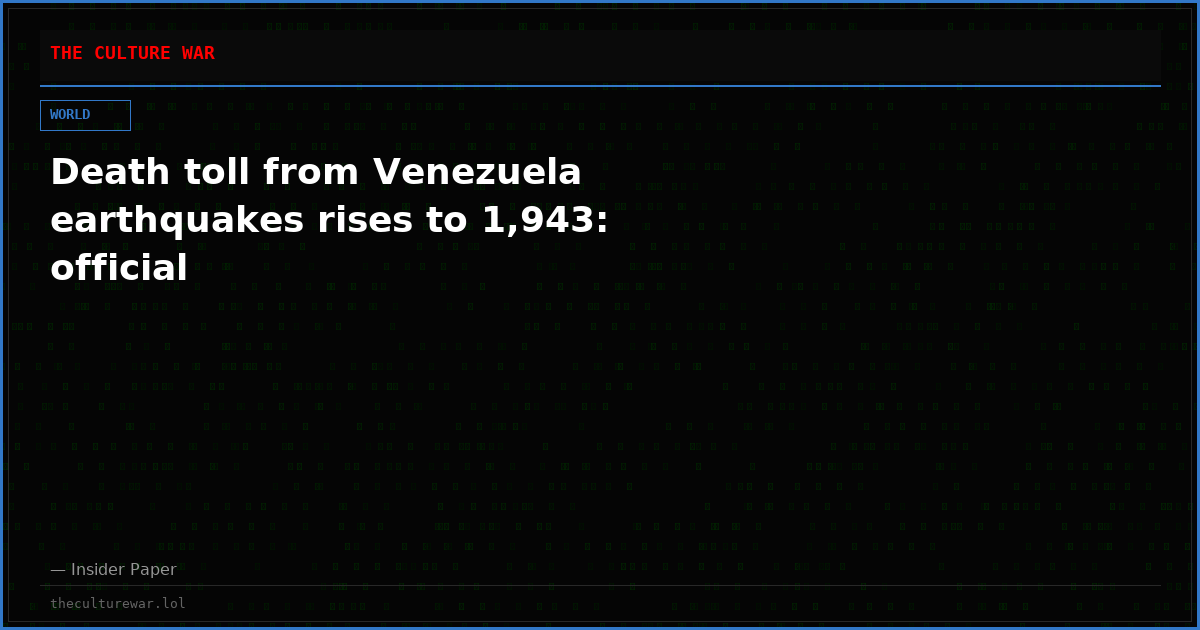 Death toll from Venezuela earthquakes rises to 1,943: official