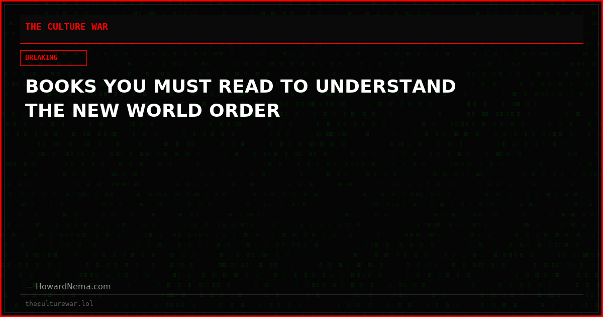 BOOKS YOU MUST READ TO UNDERSTAND THE NEW WORLD ORDER
