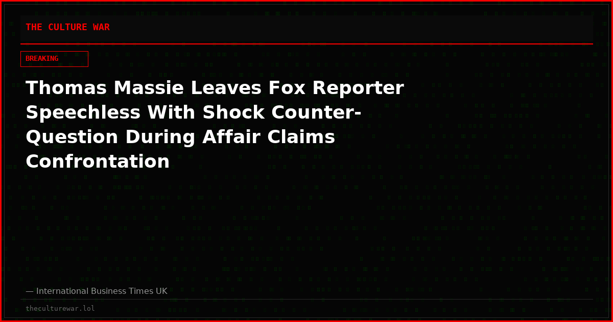 Thomas Massie Leaves Fox Reporter Speechless With Shock Counter-Question During Affair Claims Confrontation