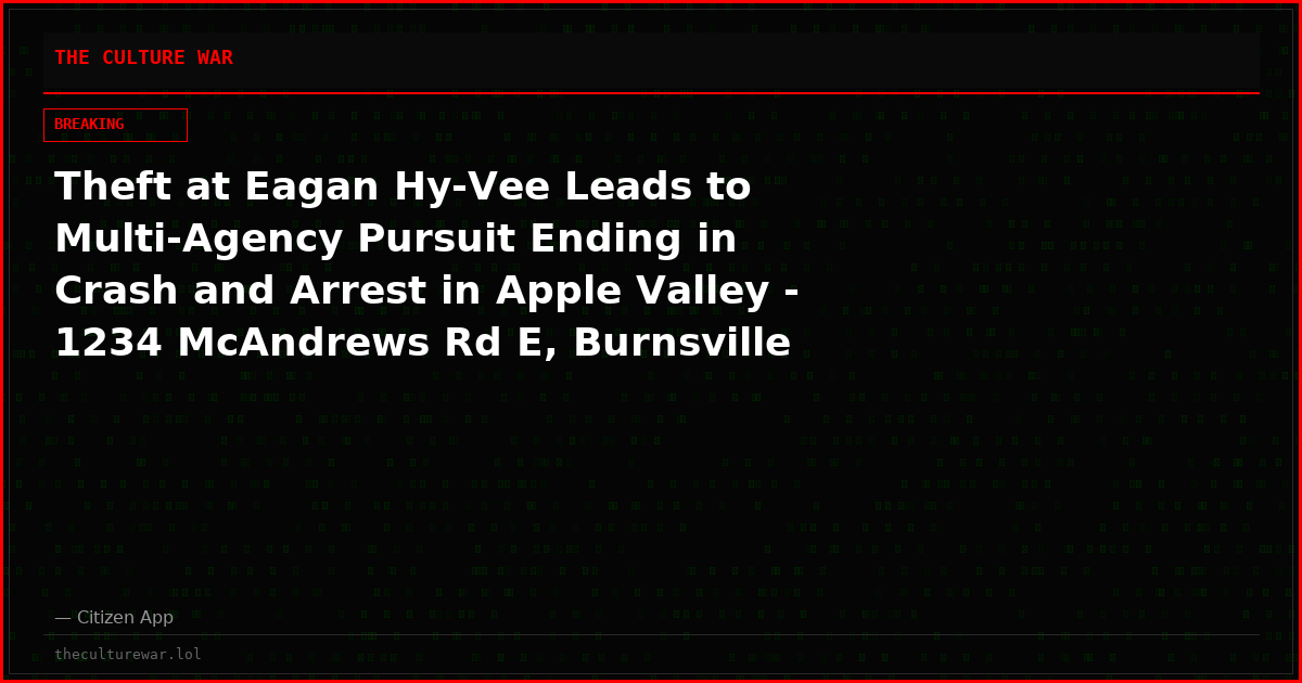 Theft at Eagan Hy-Vee Leads to Multi-Agency Pursuit Ending in Crash and Arrest in Apple Valley - 1234 McAndrews Rd E, Burnsville