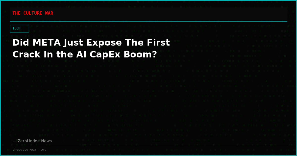 Did META Just Expose The First Crack In the AI CapEx Boom?