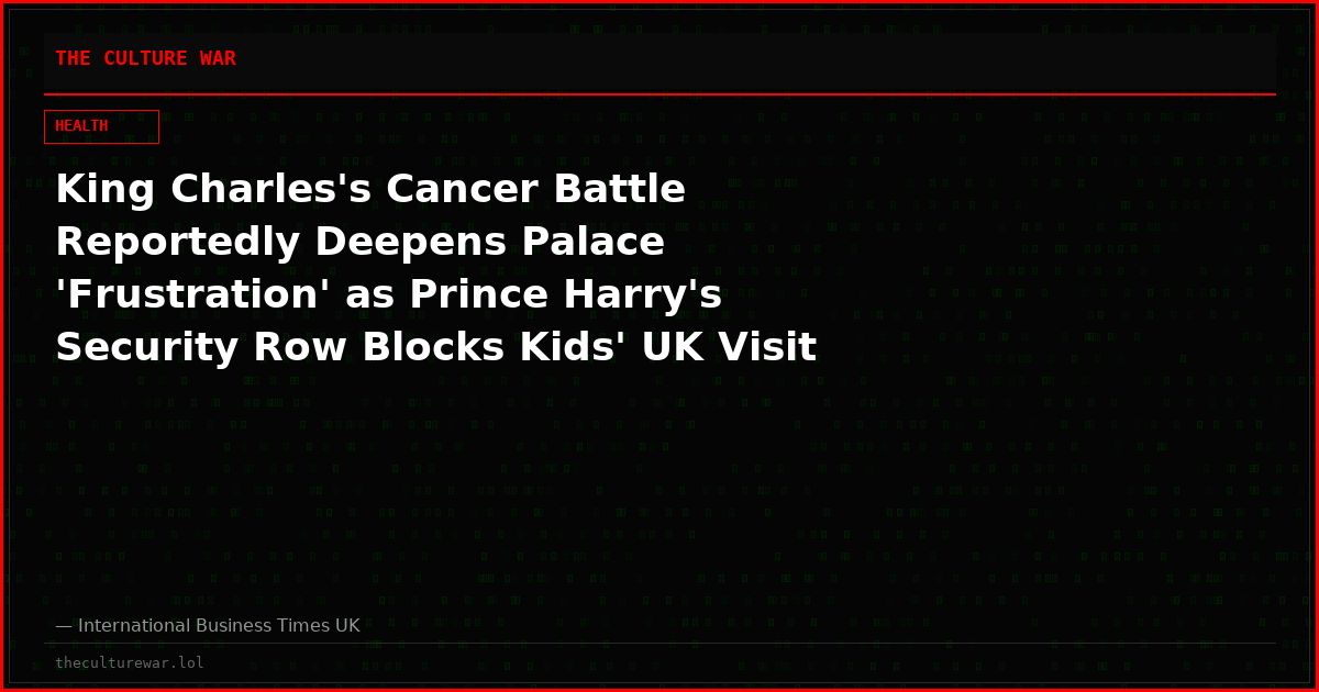 King Charles's Cancer Battle Reportedly Deepens Palace 'Frustration' as Prince Harry's Security Row Blocks Kids' UK Visit