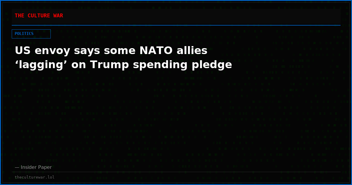 US envoy says some NATO allies ‘lagging’ on Trump spending pledge