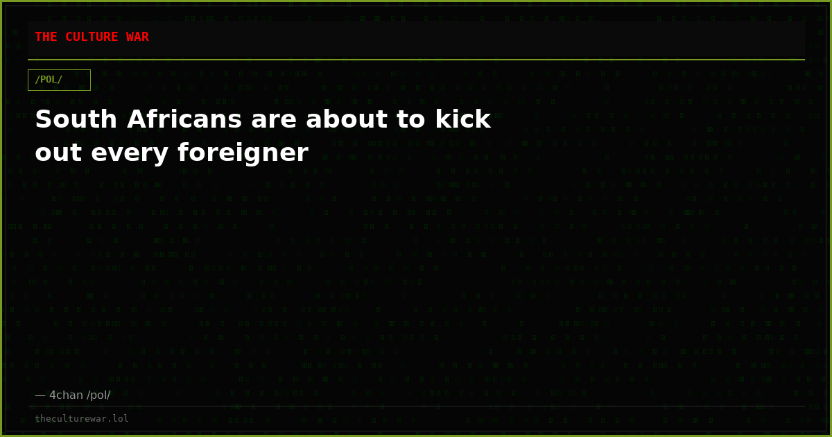South Africans are about to kick out every foreigner