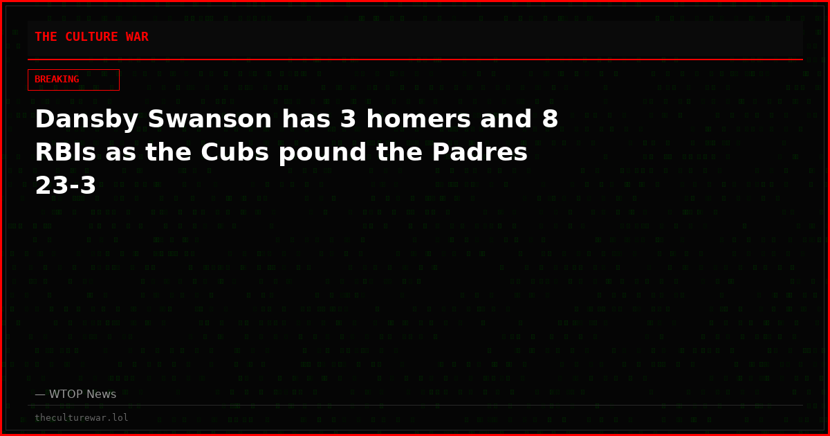 Dansby Swanson has 3 homers and 8 RBIs as the Cubs pound the Padres 23-3
