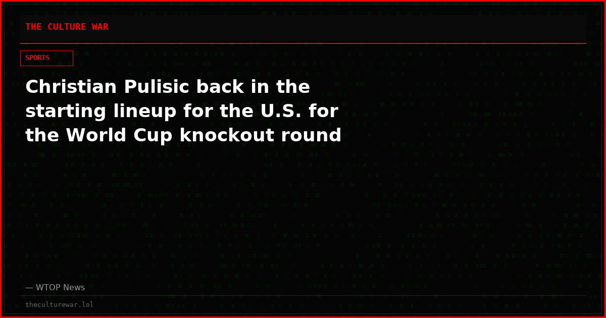 Christian Pulisic back in the starting lineup for the U.S. for the World Cup knockout round