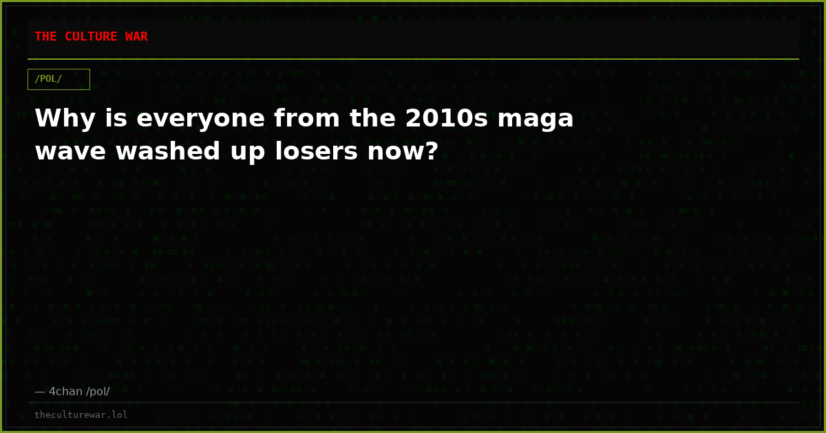 Why is everyone from the 2010s maga wave washed up losers now?