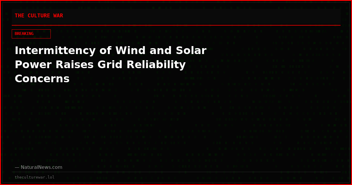 Intermittency of Wind and Solar Power Raises Grid Reliability Concerns