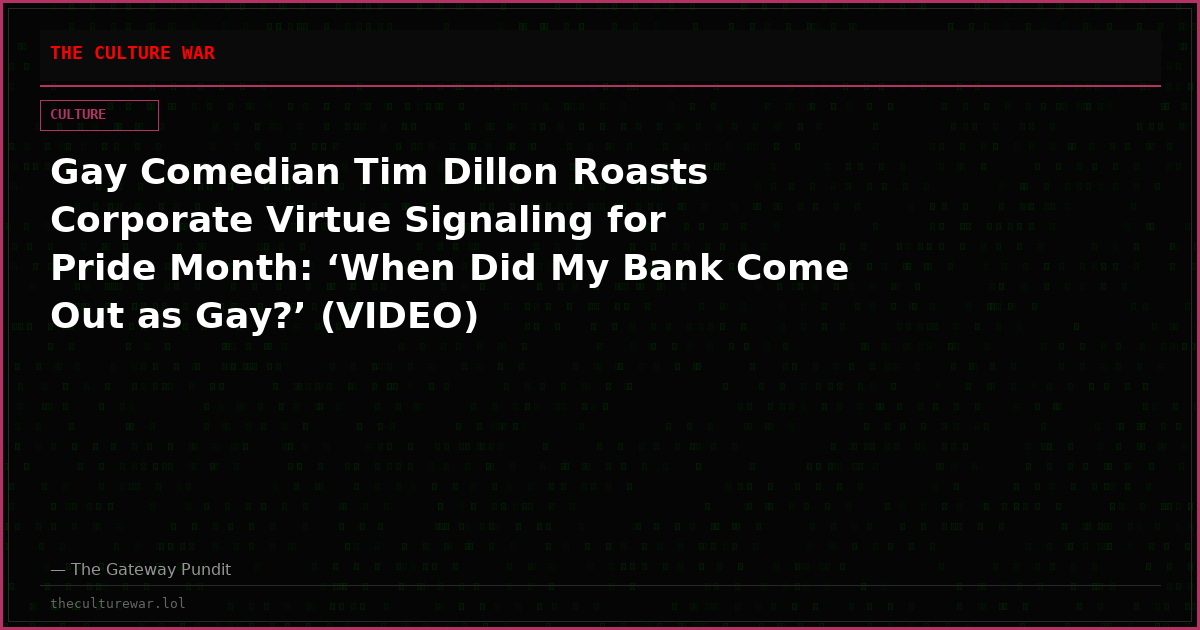 Gay Comedian Tim Dillon Roasts Corporate Virtue Signaling for Pride Month: ‘When Did My Bank Come Out as Gay?’ (VIDEO)