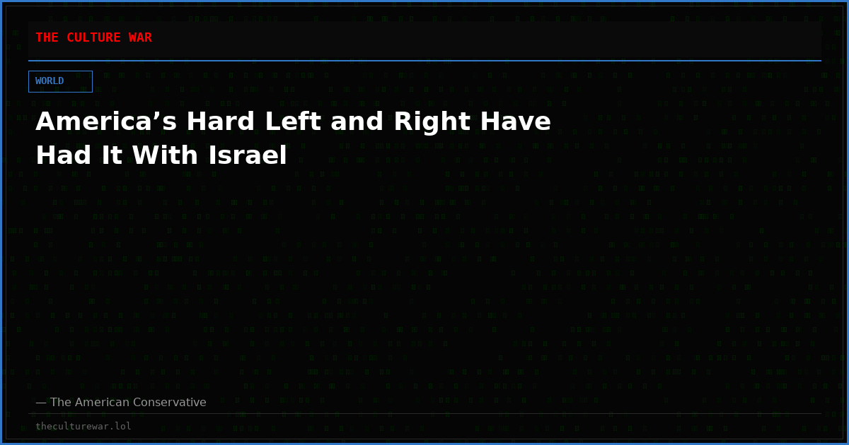 America’s Hard Left and Right Have Had It With Israel
