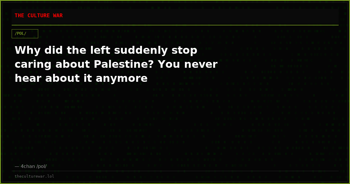 Why did the left suddenly stop caring about Palestine? You never hear about it anymore