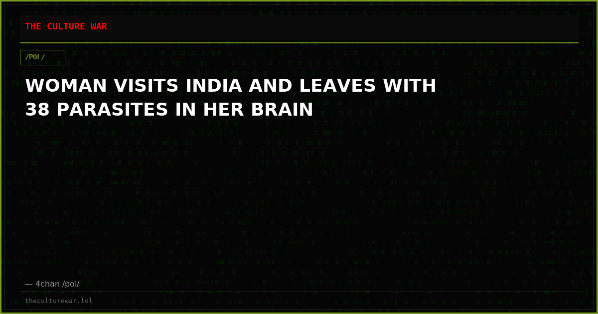 WOMAN VISITS INDIA AND LEAVES WITH 38 PARASITES IN HER BRAIN