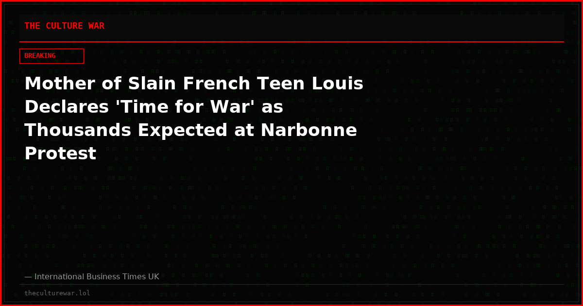 Mother of Slain French Teen Louis Declares 'Time for War' as Thousands Expected at Narbonne Protest