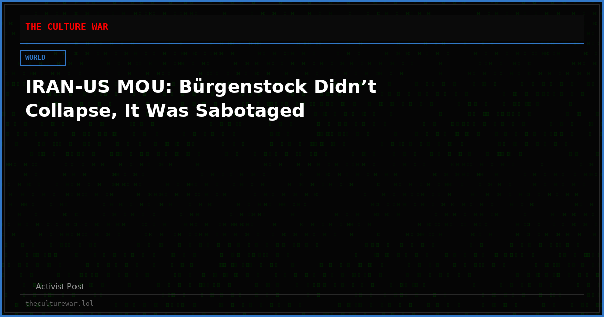 IRAN-US MOU: Bürgenstock Didn’t Collapse, It Was Sabotaged
