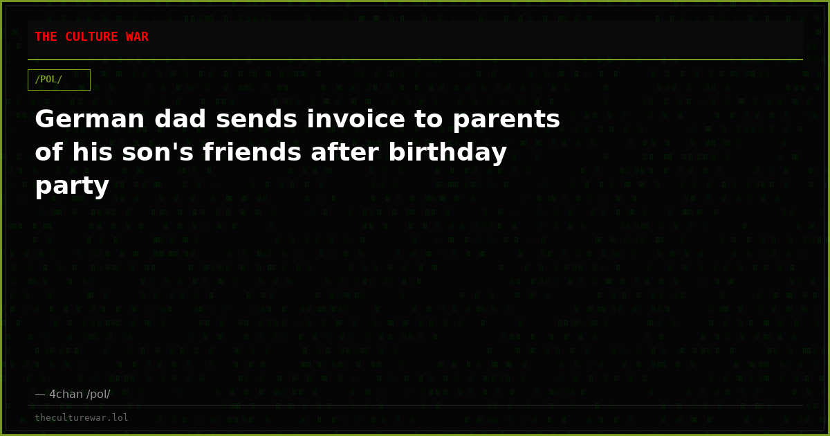 German dad sends invoice to parents of his son's friends after birthday party
