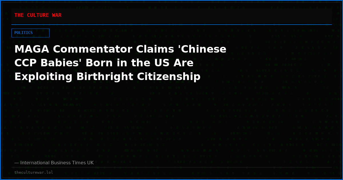 MAGA Commentator Claims 'Chinese CCP Babies' Born in the US Are Exploiting Birthright Citizenship