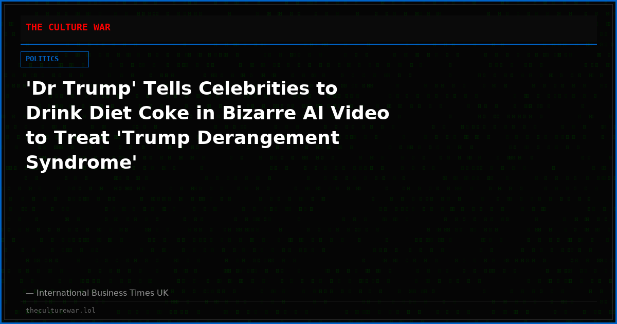 'Dr Trump' Tells Celebrities to Drink Diet Coke in Bizarre AI Video to Treat 'Trump Derangement Syndrome'