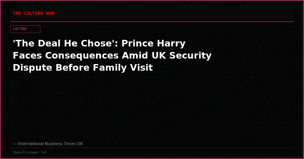 'The Deal He Chose': Prince Harry Faces Consequences Amid UK Security Dispute Before Family Visit