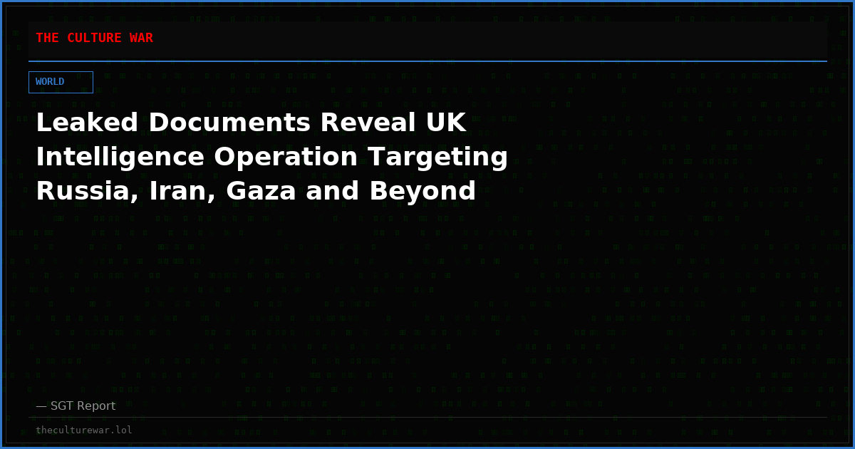Leaked Documents Reveal UK Intelligence Operation Targeting Russia, Iran, Gaza and Beyond