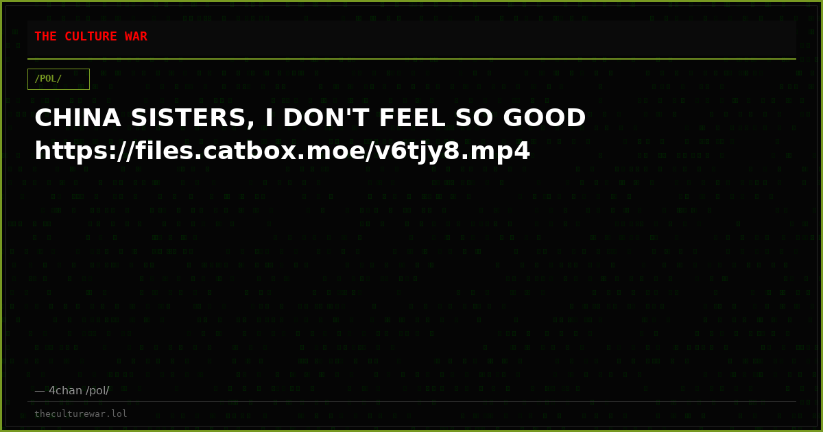 CHINA SISTERS, I DON'T FEEL SO GOOD https://files.catbox.moe/v6tjy8.mp4