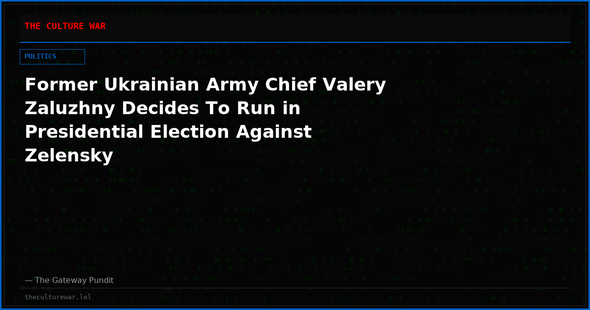 Former Ukrainian Army Chief Valery Zaluzhny Decides To Run in Presidential Election Against Zelensky