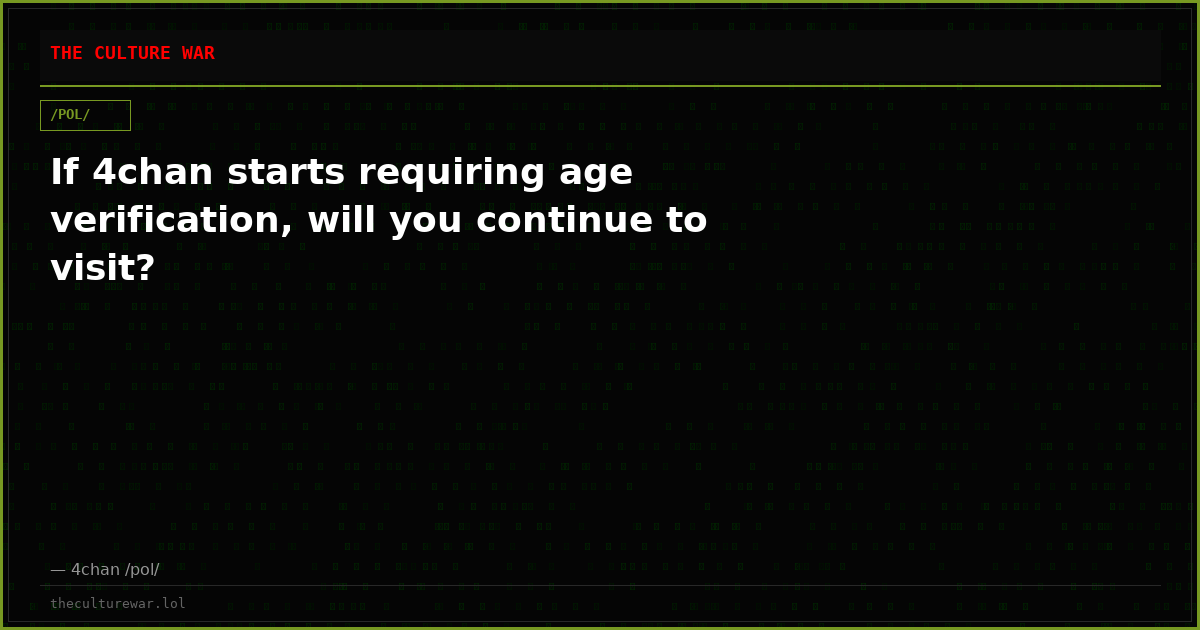 If 4chan starts requiring age verification, will you continue to visit?
