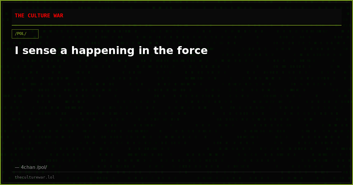I sense a happening in the force