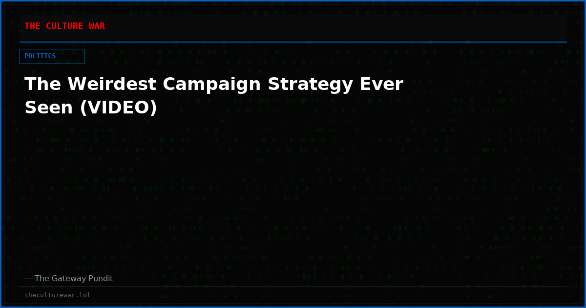The Weirdest Campaign Strategy Ever Seen (VIDEO)