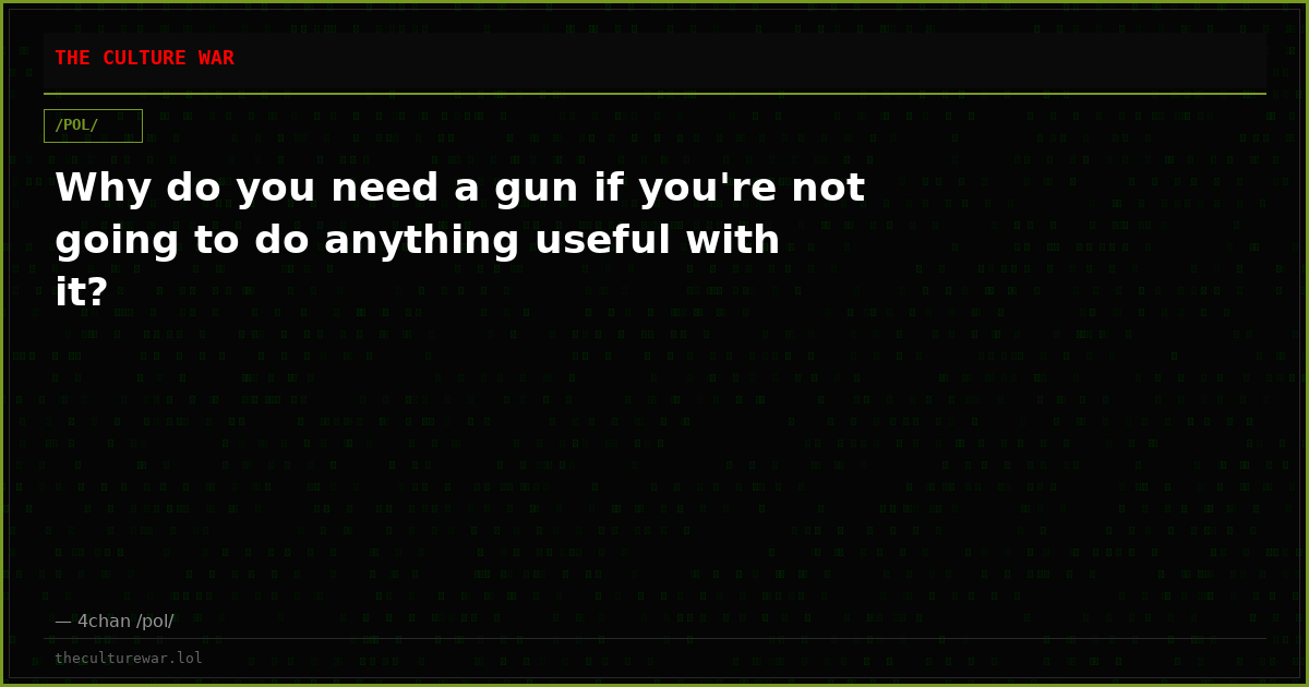 Why do you need a gun if you're not going to do anything useful with it?