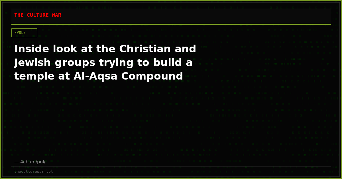 Inside look at the Christian and Jewish groups trying to build a temple at Al-Aqsa Compound