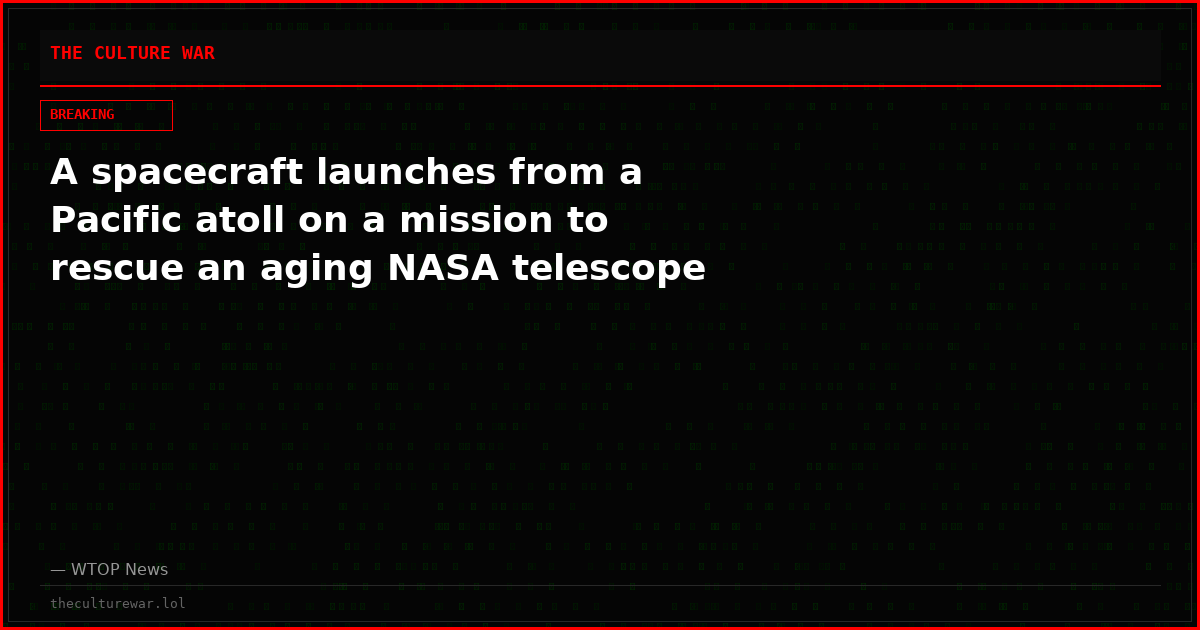 A spacecraft launches from a Pacific atoll on a mission to rescue an aging NASA telescope