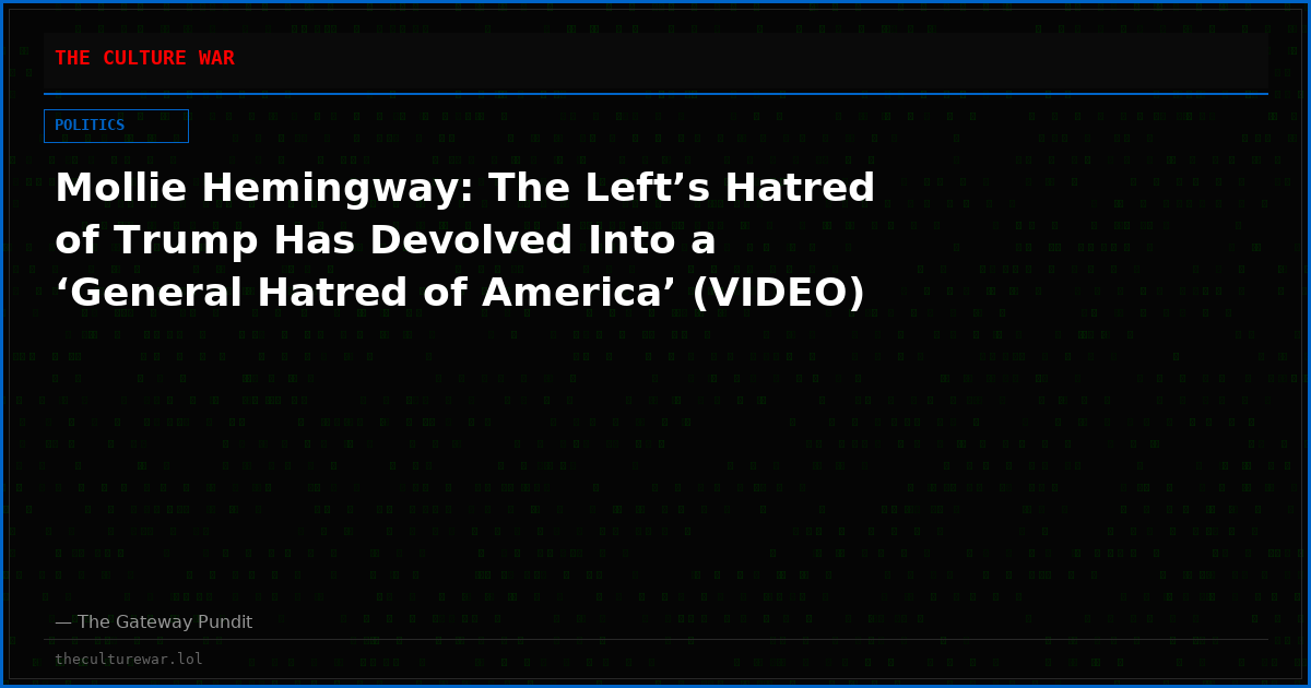 Mollie Hemingway: The Left’s Hatred of Trump Has Devolved Into a ‘General Hatred of America’ (VIDEO)