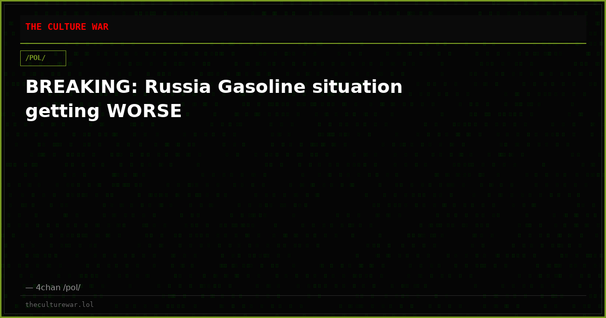 BREAKING: Russia Gasoline situation getting WORSE