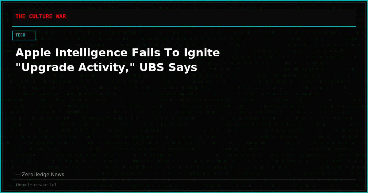 Apple Intelligence Fails To Ignite "Upgrade Activity," UBS Says