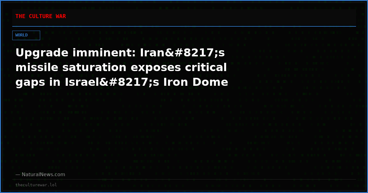 Upgrade imminent: Iran’s missile saturation exposes critical gaps in Israel’s Iron Dome