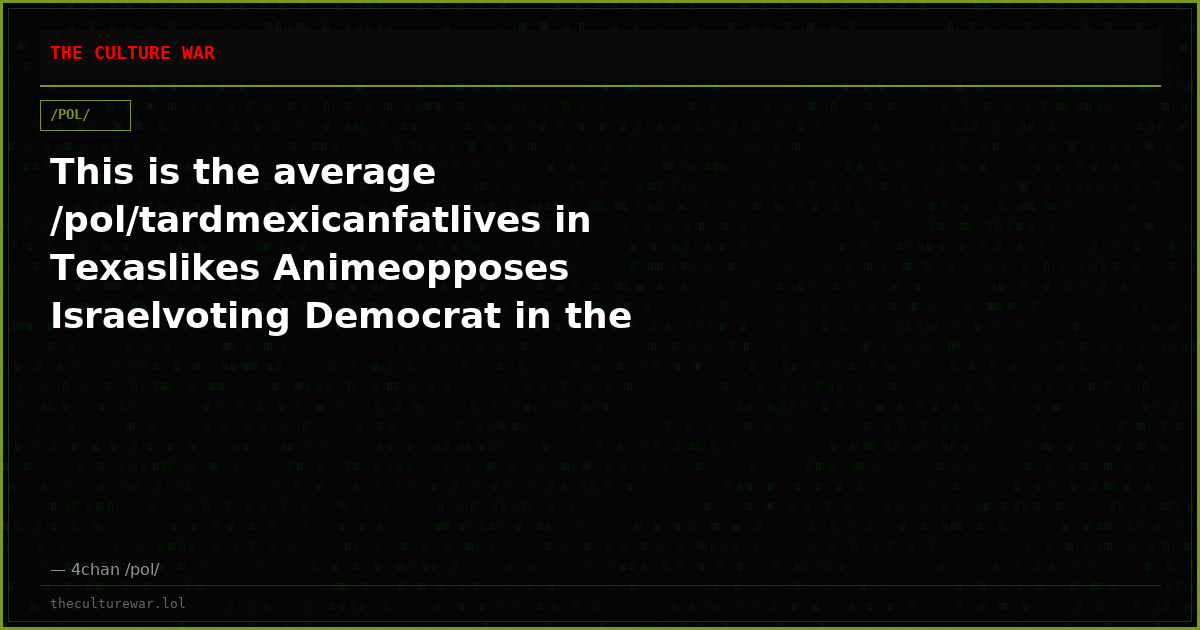 This is the average /pol/tardmexicanfatlives in Texaslikes Animeopposes Israelvoting Democrat in the midterms due to ...