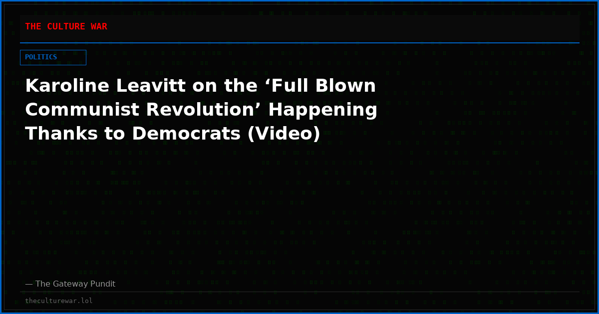 Karoline Leavitt on the ‘Full Blown Communist Revolution’ Happening Thanks to Democrats (Video)