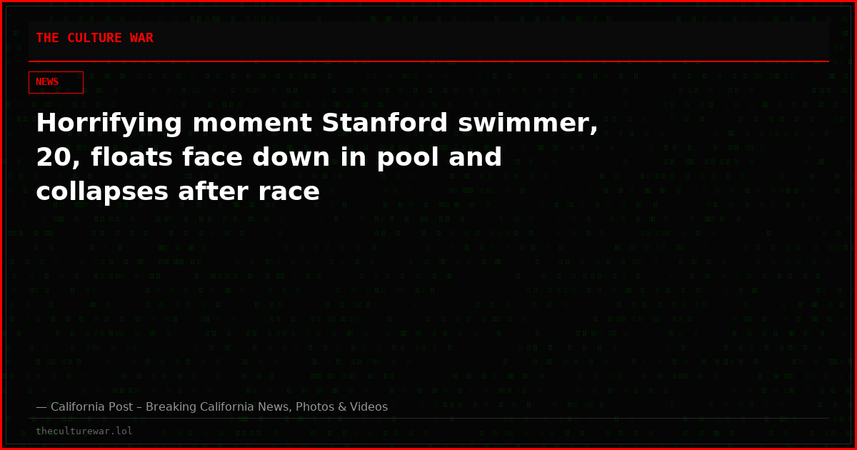 Horrifying moment Stanford swimmer, 20, floats face down in pool and collapses after race