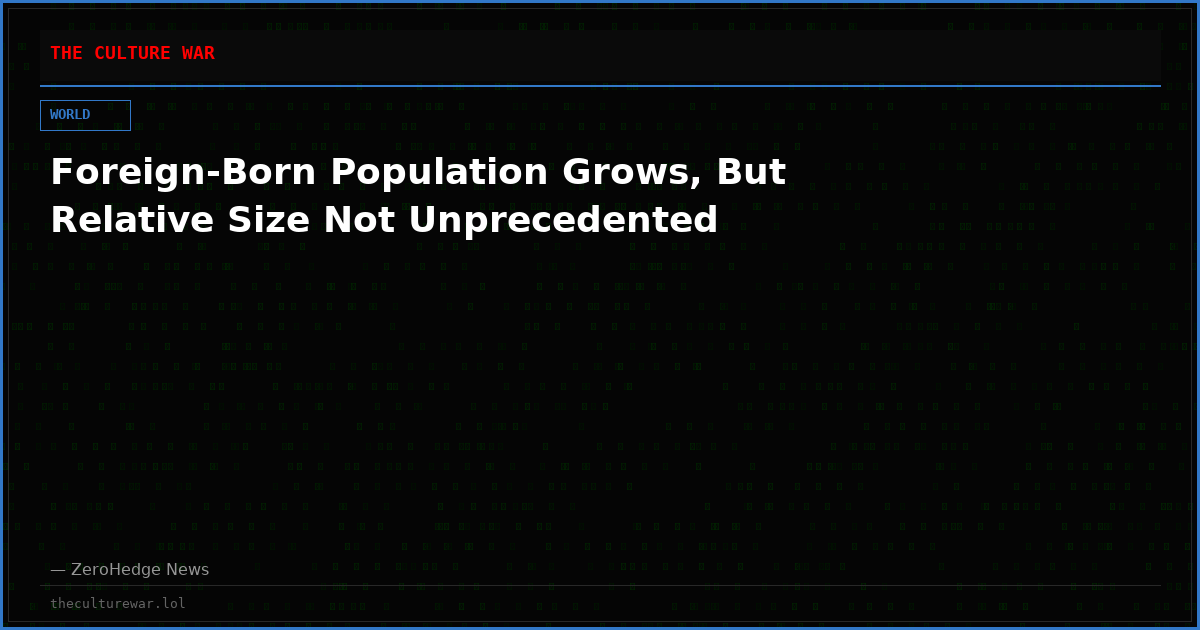 Foreign-Born Population Grows, But Relative Size Not Unprecedented