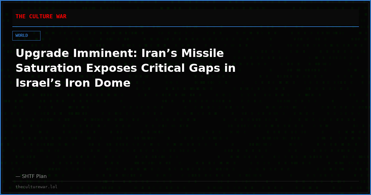 Upgrade Imminent: Iran’s Missile Saturation Exposes Critical Gaps in Israel’s Iron Dome