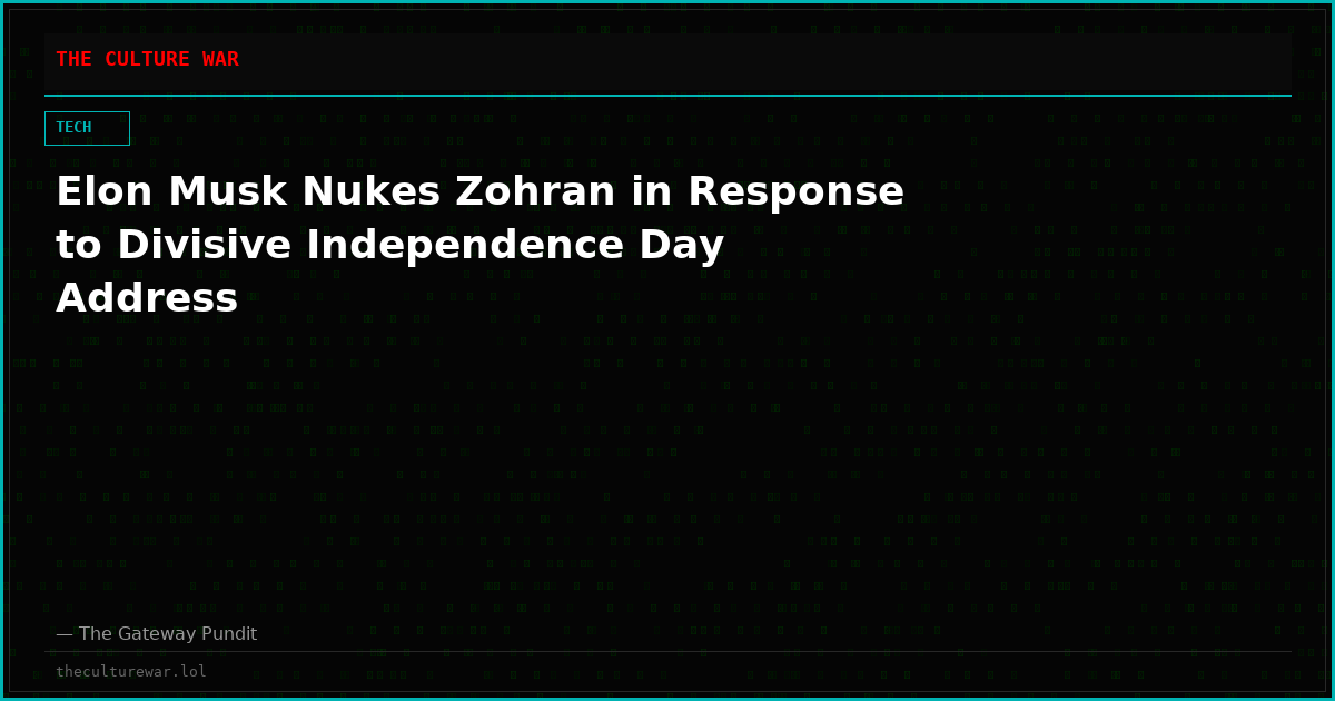 Elon Musk Nukes Zohran in Response to Divisive Independence Day Address