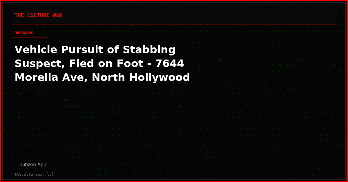 Vehicle Pursuit of Stabbing Suspect, Fled on Foot - 7644 Morella Ave, North Hollywood